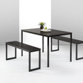 Zinus Louis 48 Inch Black Metal Frame Dining Table with Benches 3 Piece Dining Set wourant