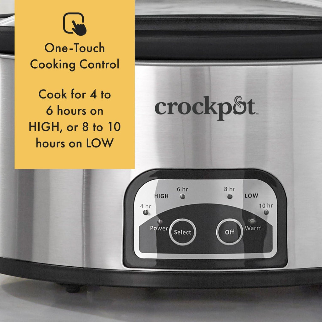 Large 8-Quart Programmable Slow Cooker with Auto Warm Setting Black Stainless Steel wourant