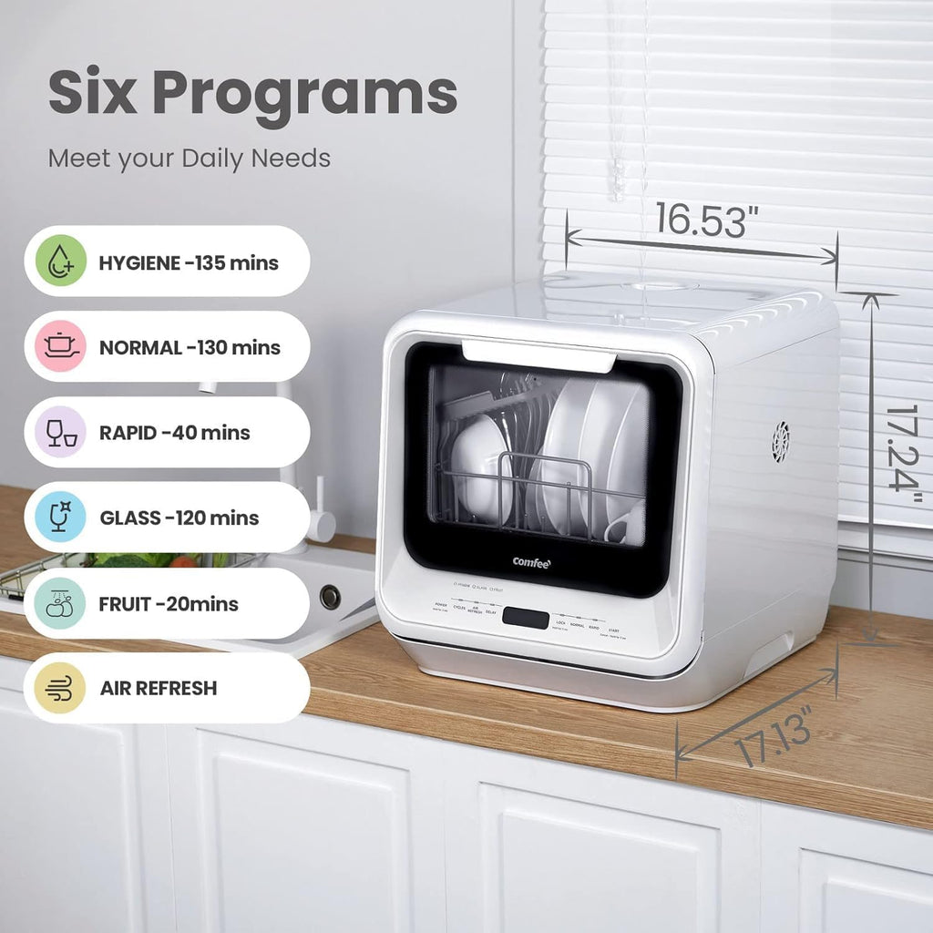 COMFEE' Portable Mini Dishwasher Countertop with 5L Built-in Water Tank wourant