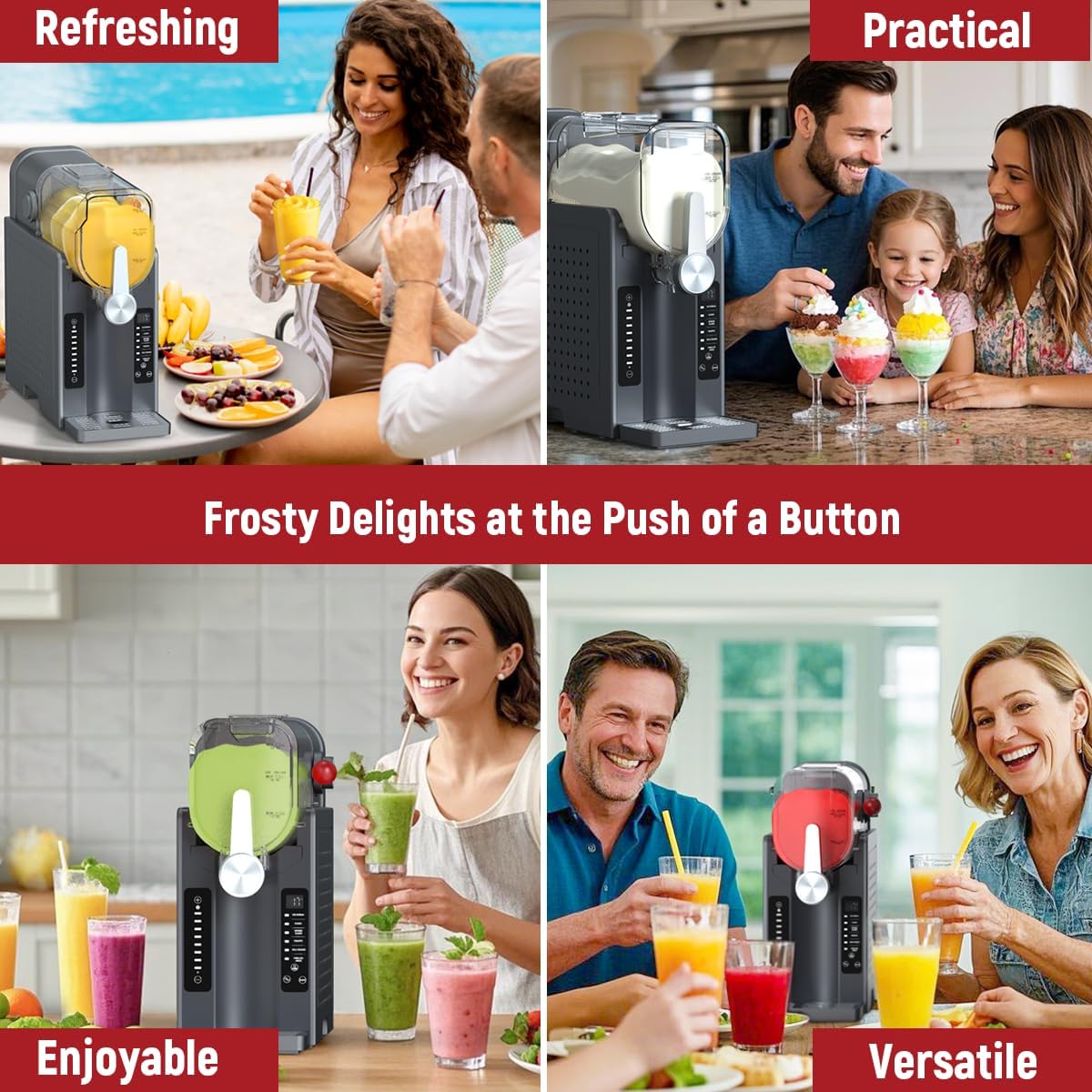Slushie Machine: No Ice Needed All-in-One Slushy Maker for Home, Real-Time Temp Display, Auto-Clean, 6 Preset | Frozen Margaritas, Cocktails, Frappés, Ice Cream, Smoothies, Milkshakes,Summer Parties wourant