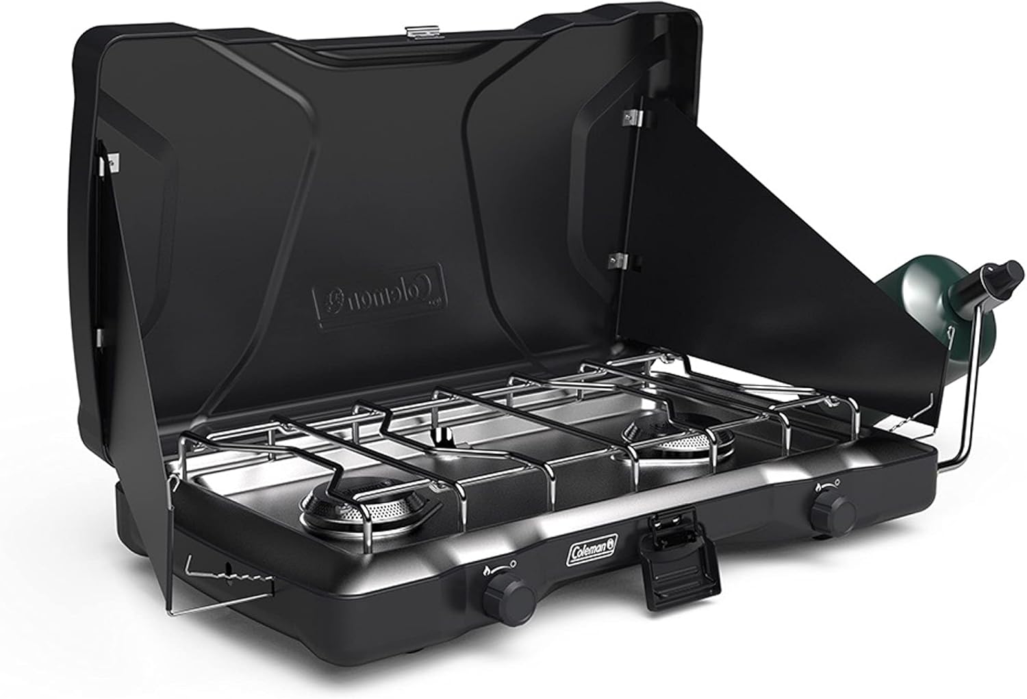 Coleman Triton 2-Burner Propane Stove Portable Camping Cooktop 2 Adjustable Burners Wind Guards wourant