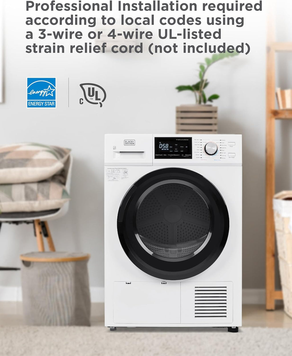Compact Clothes Dryer, 1.5 Cu. Ft. 850W Electric Dryer, 120V Vented Portable Dryer with Stainless Steel Drum, for 5.5 lbs. of clothing for Standard Wall Outlet wourant