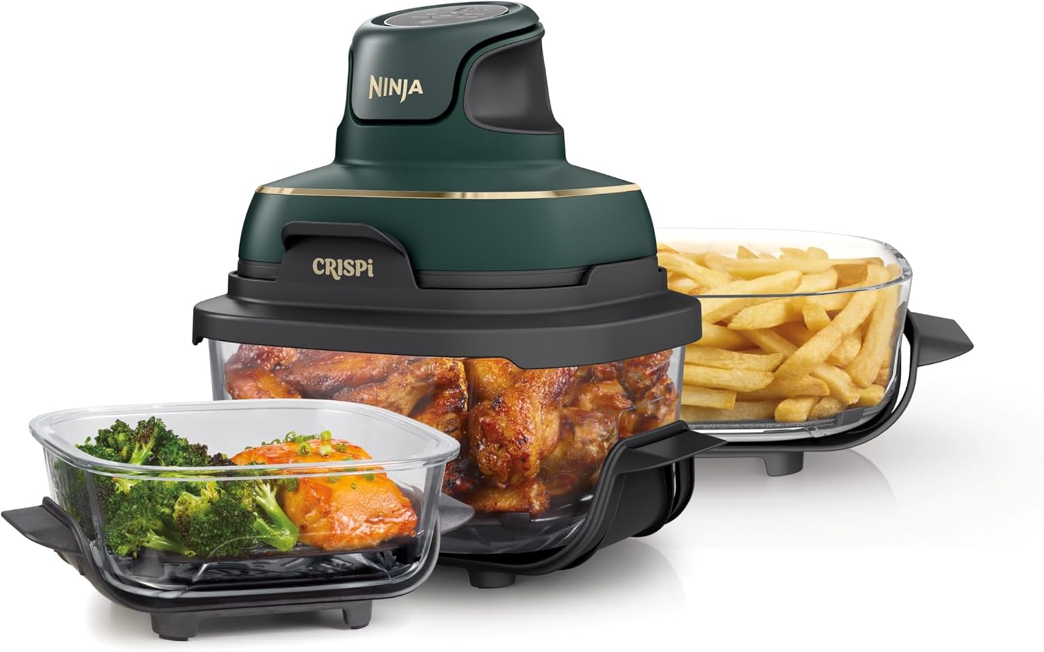 Ninja Crispi 4-in-1 Portable Glass Air Fryer Cooking System, 1500W, 4QT & Glass Food Storage Container wourant