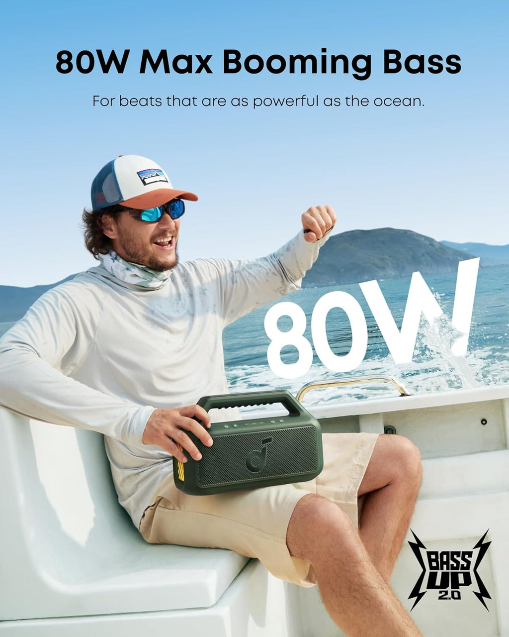 Outdoor Speaker, 80W, Subwoofer, BassUp 2.0, 24H Playtime, IPX7 Waterproof, Floatable, RGB Lights, USB-C, Custom EQ, Bluetooth 5.3, Portable for Camping, Beach, and Backyard wourant