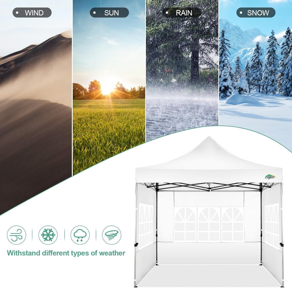 COBIZI 10x20 Heavy Duty Pop up Canopy Tent with 6 sidewalls Easy Up Commercial Outdoor Canopy Wedding Party Tents for Parties All Season Wind & Waterproof Gazebo with Roller Bag,Black(Frame Thickened) wourant
