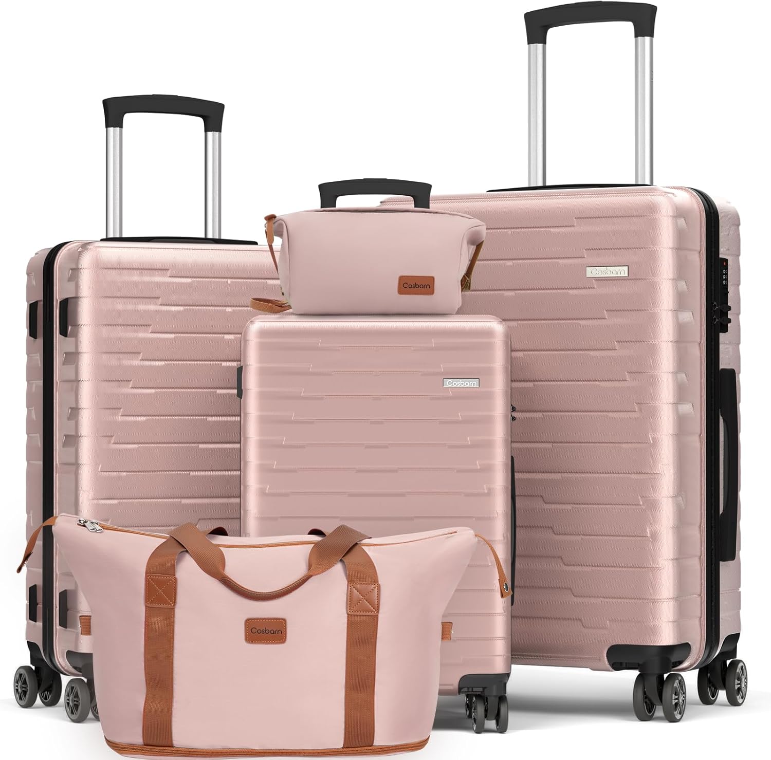 5-piece luggage set with wheels, ABS hardshell suitcase with spinner wheels wourant