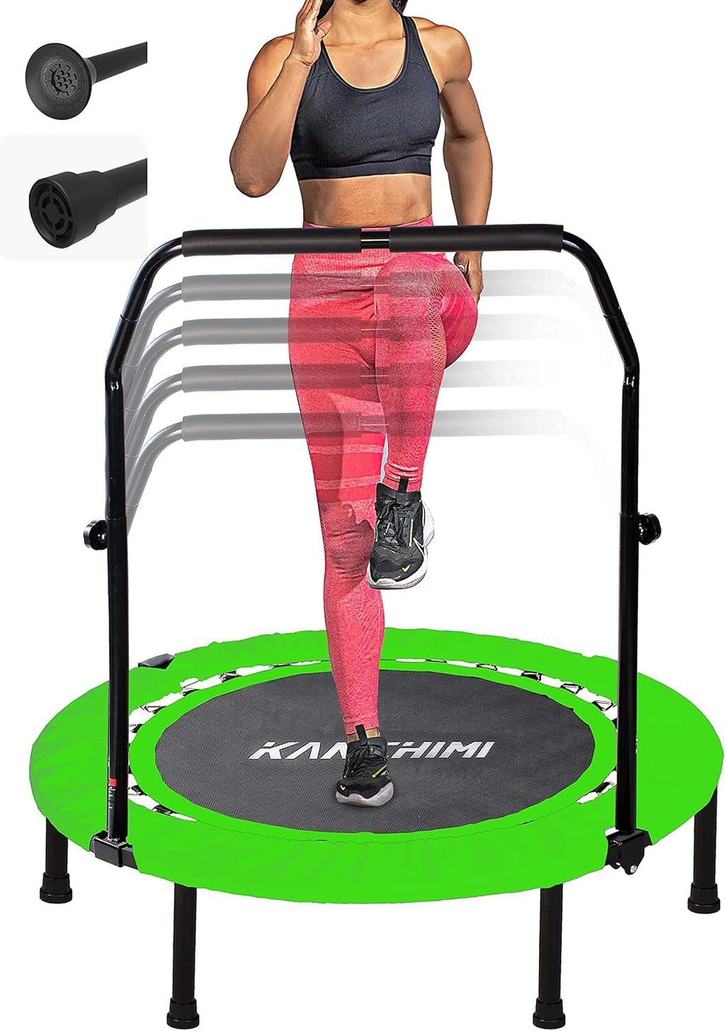 Kanchimi 40" 48" Folding Mini Fitness Indoor Exercise Workout Rebounder Trampoline with Handle, Max Load 330lbs wourant