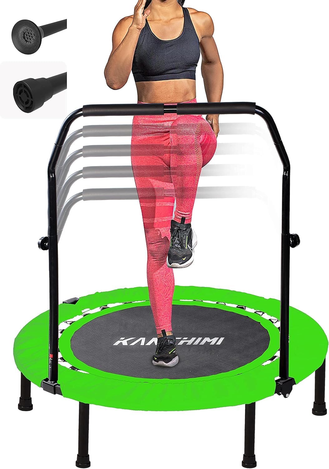 Kanchimi 40" 48" Folding Mini Fitness Indoor Exercise Workout Rebounder Trampoline with Handle, Max Load 330lbs wourant