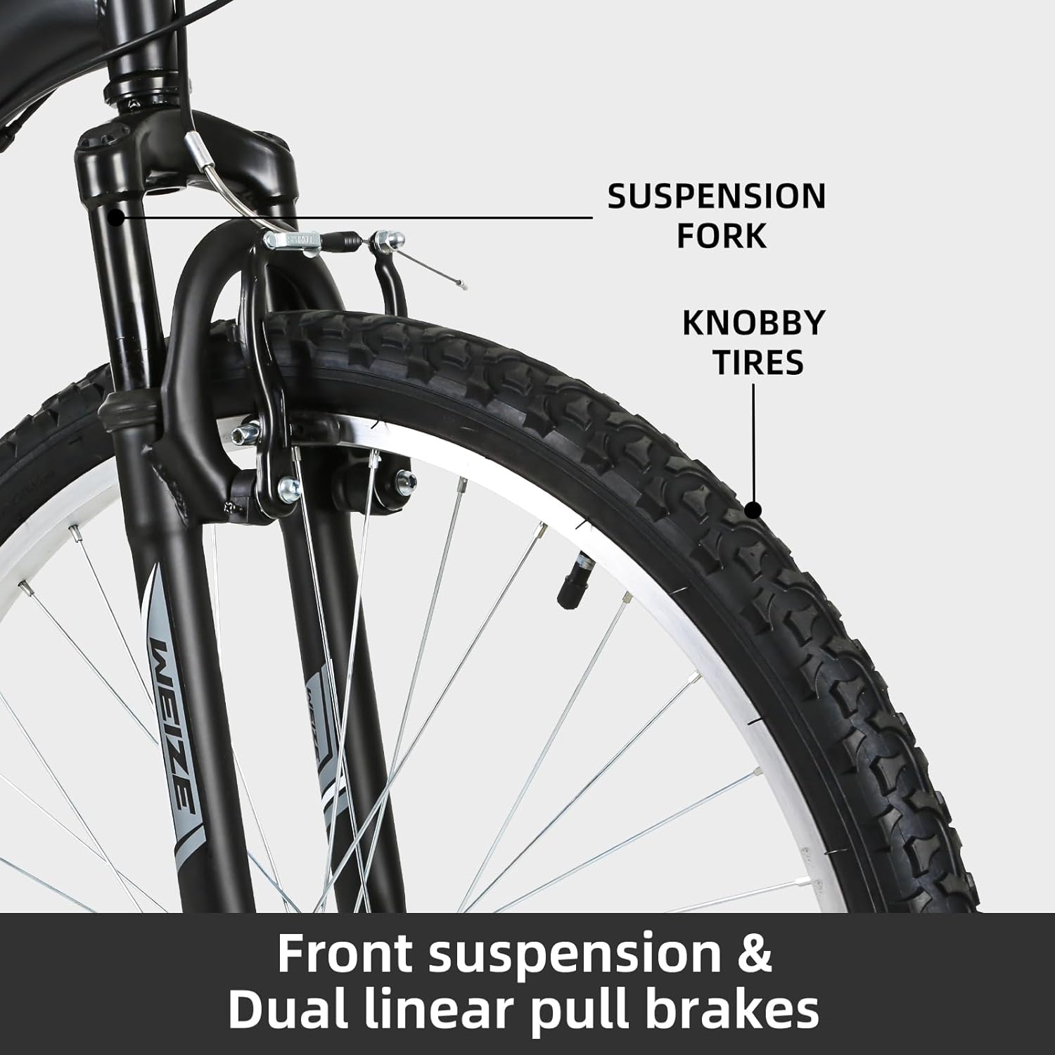 WEIZE Mountain Bike, 26 27.5 inch Outdoor Hybrid Bikes,18-Speed/High-Carbon Steel/Dual Full Suspension, Adjustable Ergonomic Seat for Men Women Adult, MTB Bicycle with Suspension Fork,Sleek Colors wourant