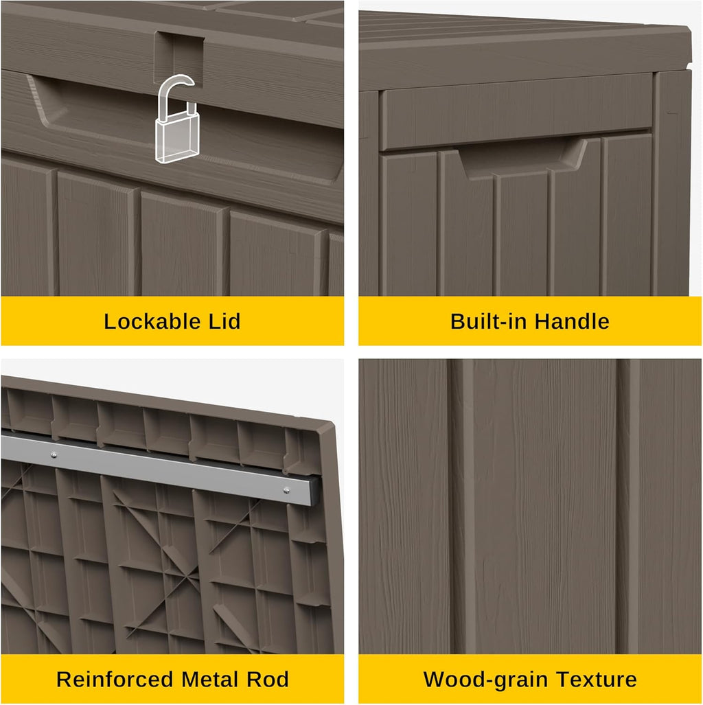 EAST OAK Outdoor Storage Box, 60 Gallon Deck Box Indoor and Outdoor Use, Waterproof Resin Storage Bin wourant