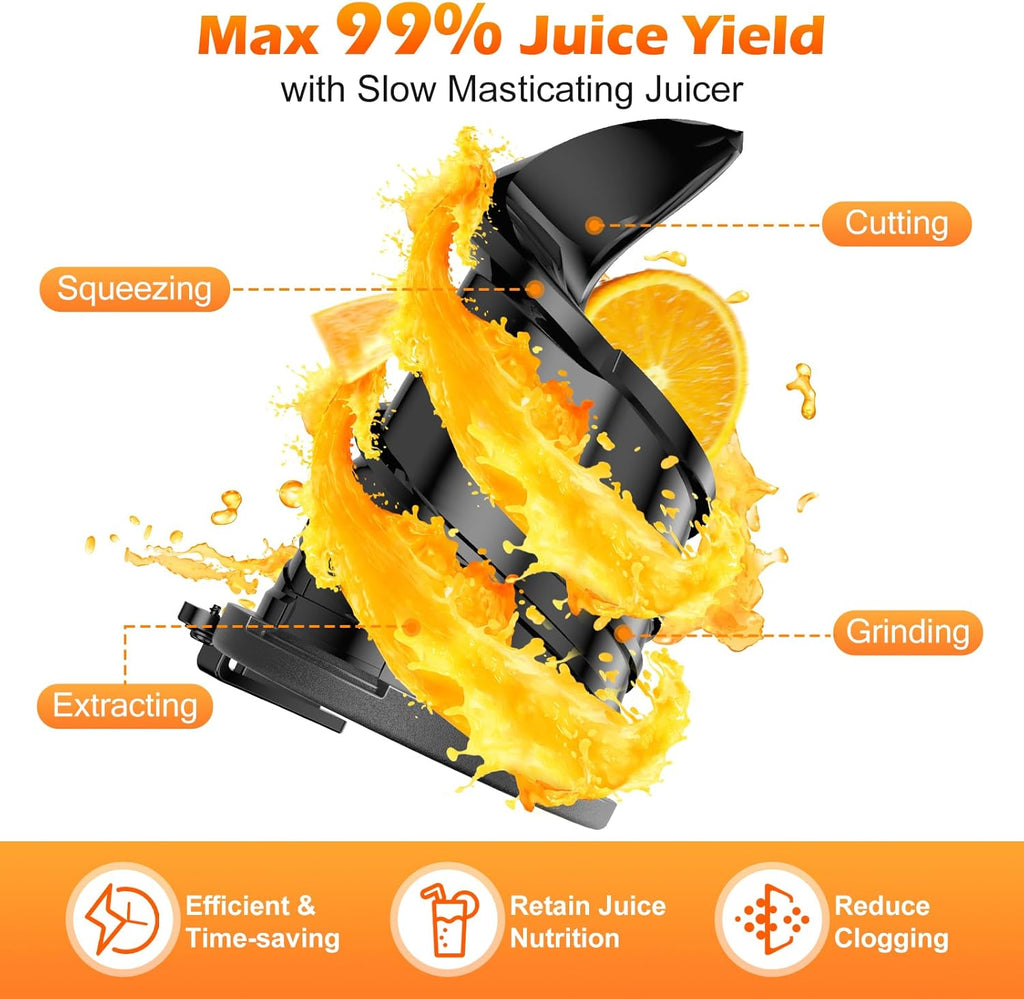 Juicer Machines with 5.8" Large Feed Chute Cold Press Juicer Slow Masticating juicer wourant