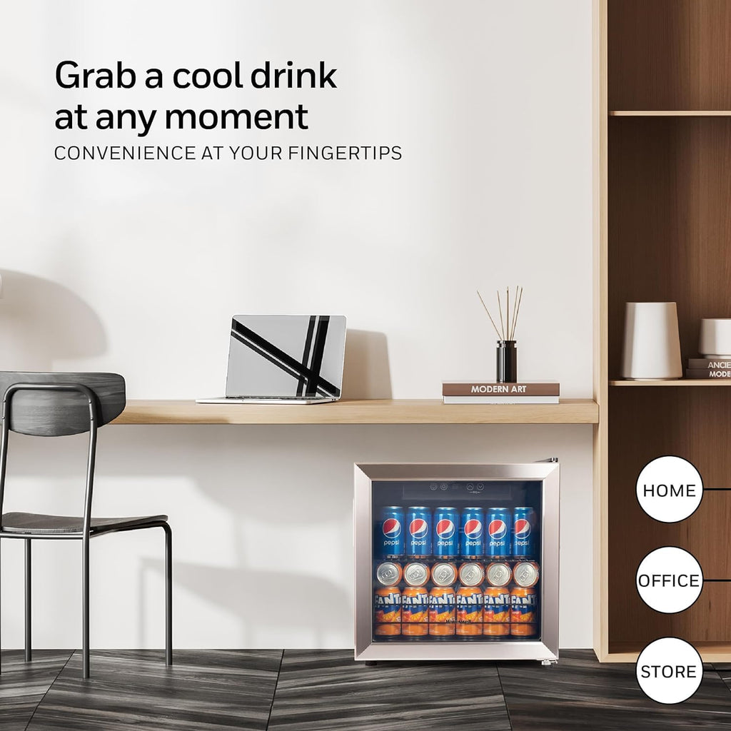 Honeywell Beverage Refrigerator and Cooler, 115 Can Mini Fridge with Glass Door for Soda Beer or Wine for Office or Bar with Adjustable Removable Shelving wourant