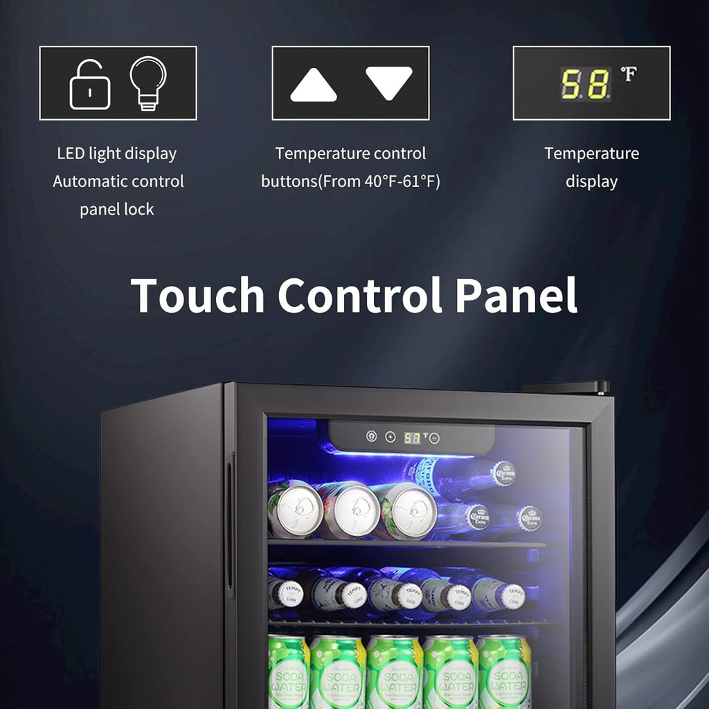 Antarctic Star Beverage Refrigerator Cooler 68 Can, Mini Fridge with Glass Door for Beer Drinks Wine,Freestanding Small Fridge with Electronic Temperature Control for Home and Bar,1.7 cu.ft wourant