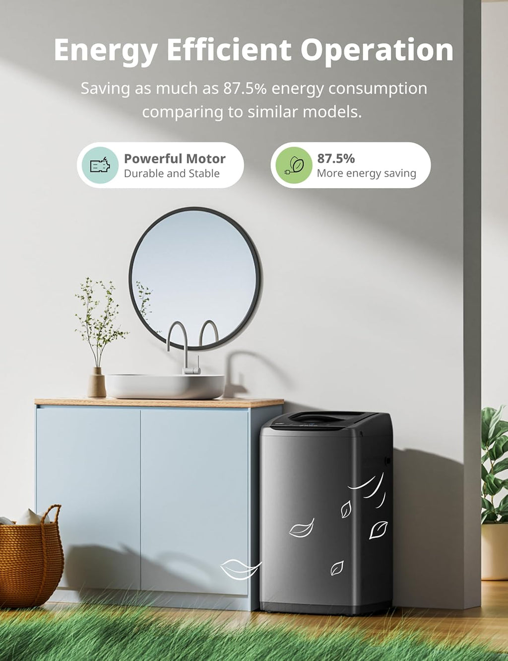 Comfee Portable Washing Machine 0.9 Cubic Feet Compact Washing Machine with LED Display 2 Built-in Drums Space Saving Fully Automatic Washing Machine wourant