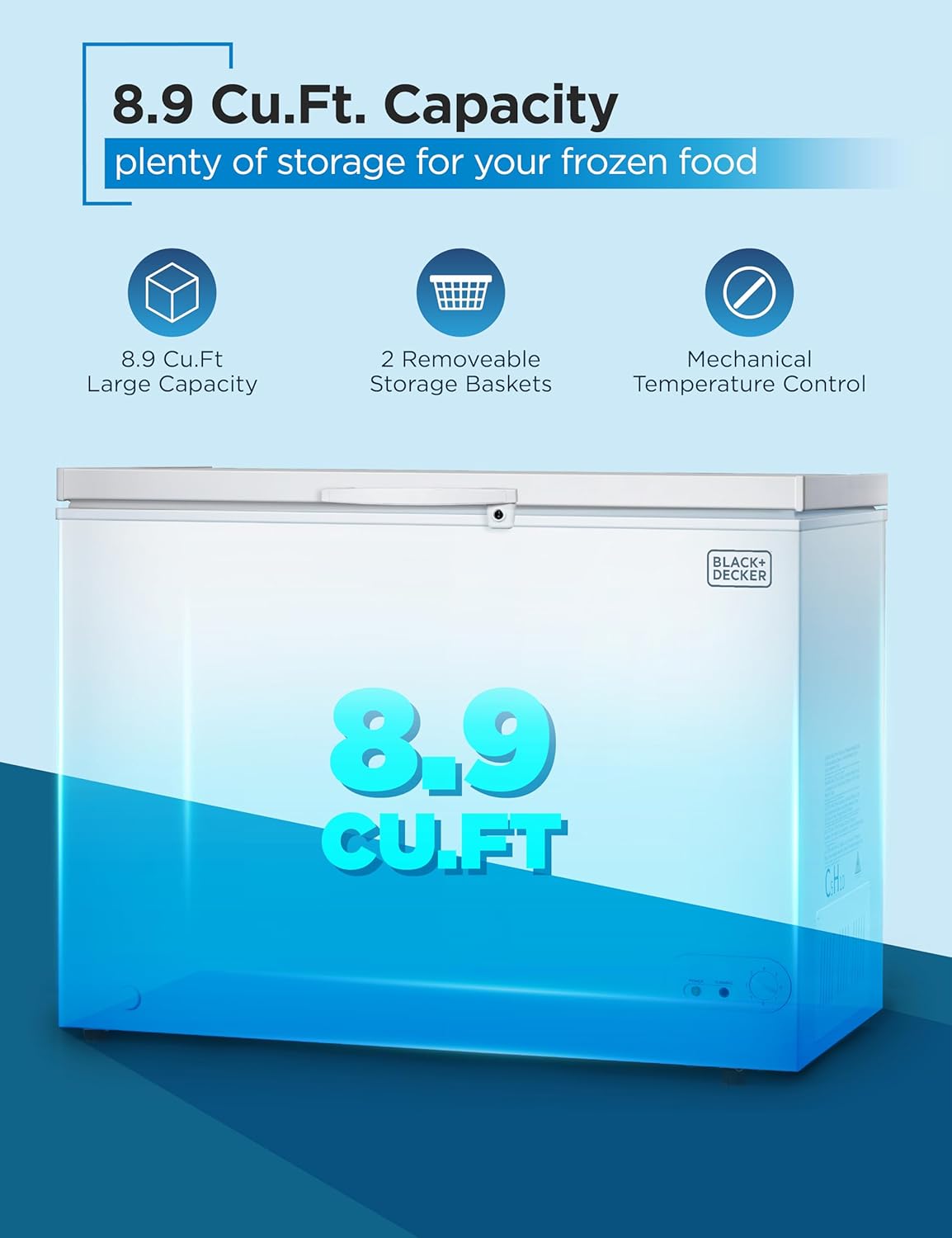 BLACK+DECKER 2.0 Cu. Ft. Compact Chest Freezer, Deep Freezer Holds Up To 70 Lbs. of Frozen Food wourant