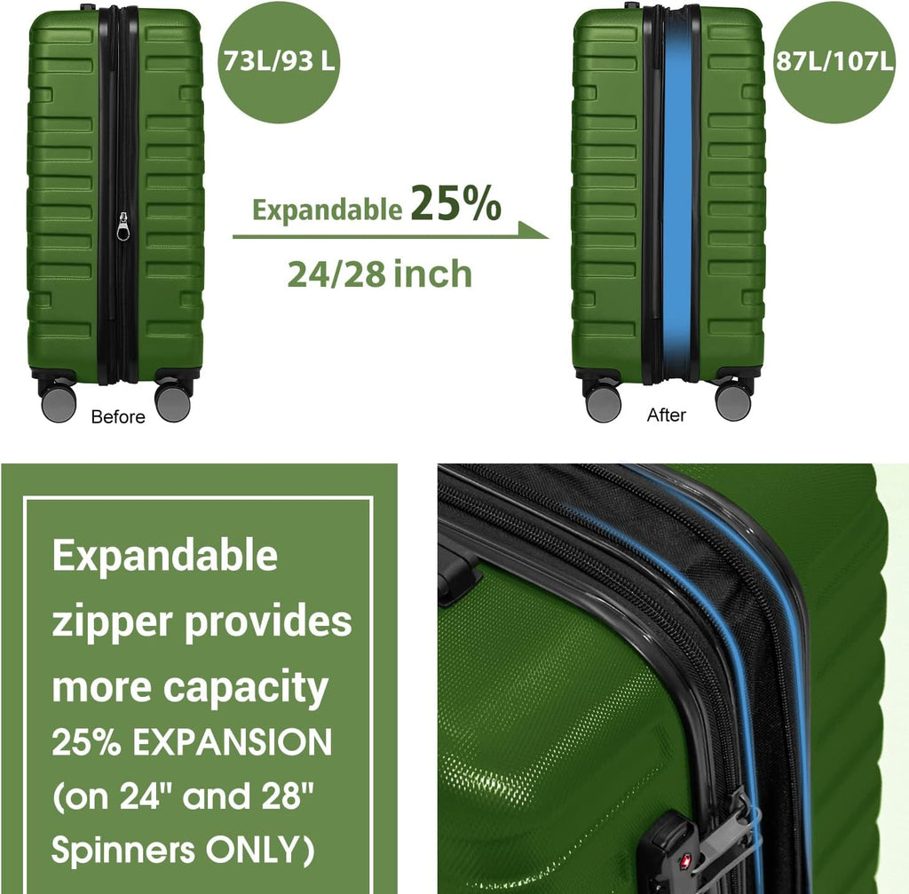 Luggage 6-piece hardshell expandable suitcase lightweight travel carry-on luggage set wourant
