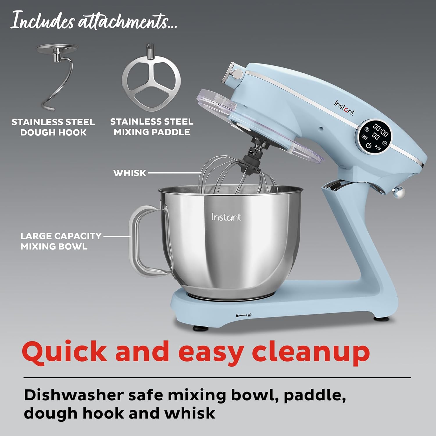 Instant Pot Instant Stand Mixer Pro 600W 10-Speed Electric Mixer with Digital Interface,7.4-Qt Stainless Steel Bowl,Dishwasher Safe Whisk,Dough Hook and Mixing Paddle wourant