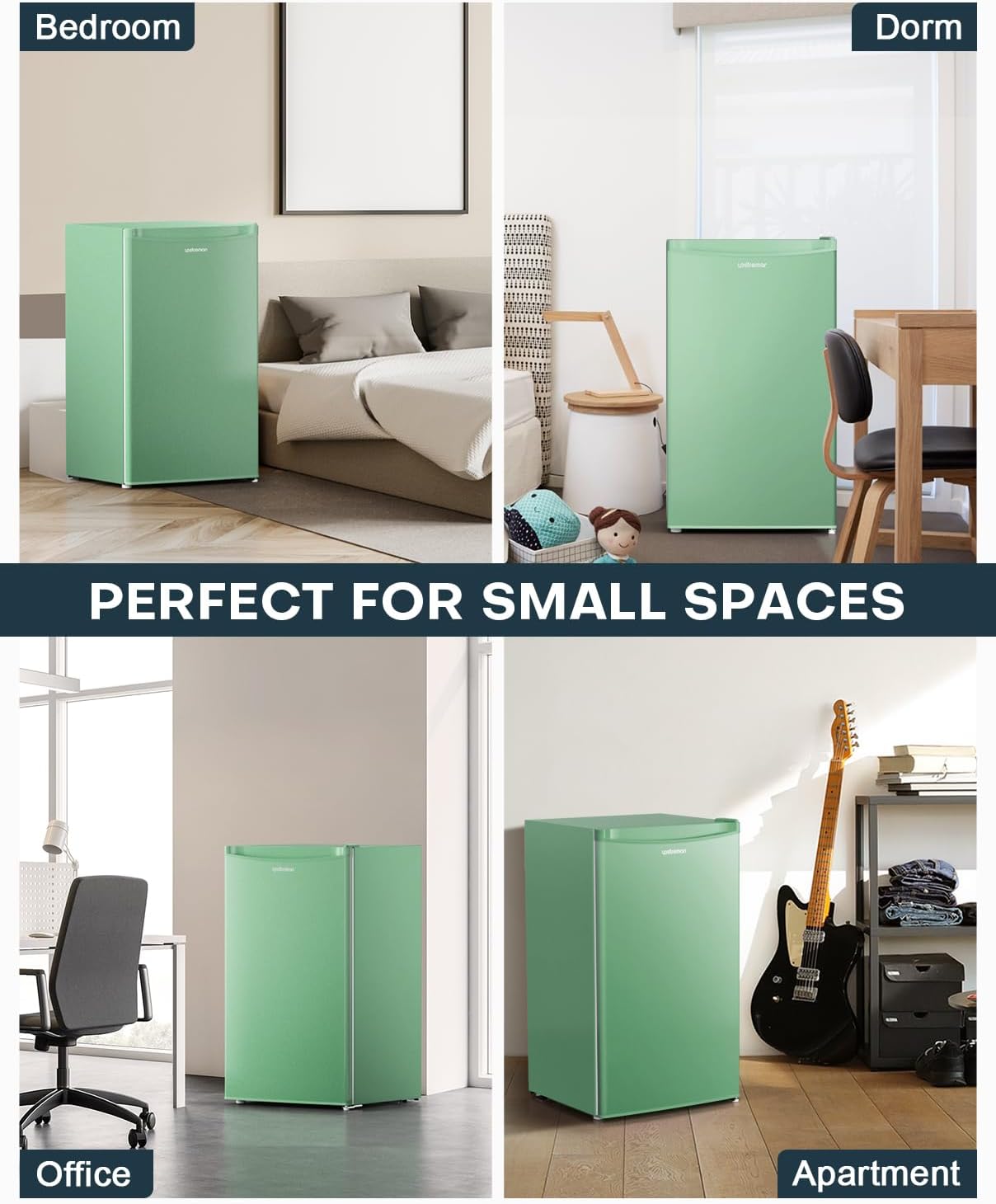 Upstreman 3.2 Cu.Ft Mini Fridge with Freezer, Single Door Mini Fridge, Dorm Fridge, Adjustable Thermostat, Mini Refrigerator for Bedroom, Office, Dorm, Black-BR321 wourant