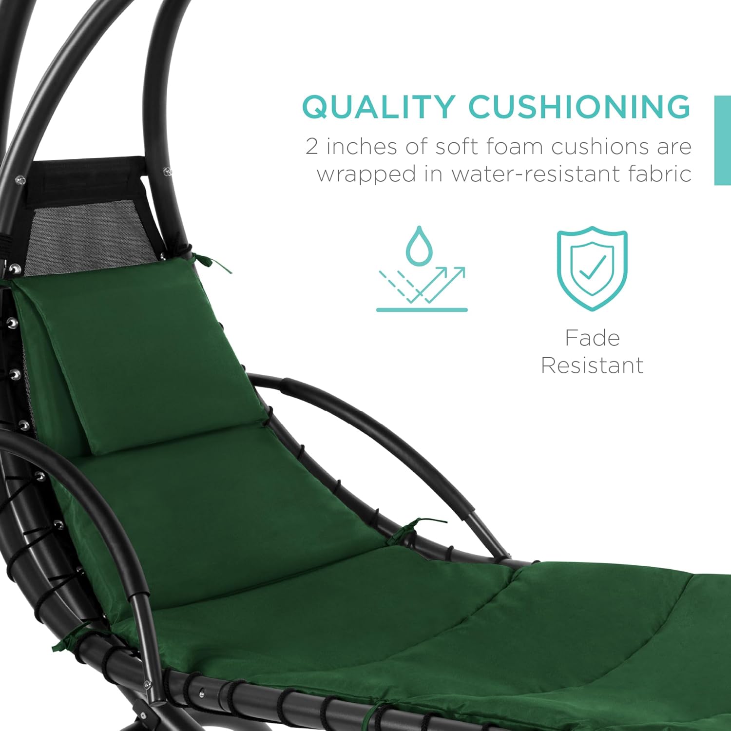 Best Choice Products Outdoor Hanging Curved Steel Chaise Lounge Chair Swing w/Built-in Pillow and Removable Canopy - Teal wourant