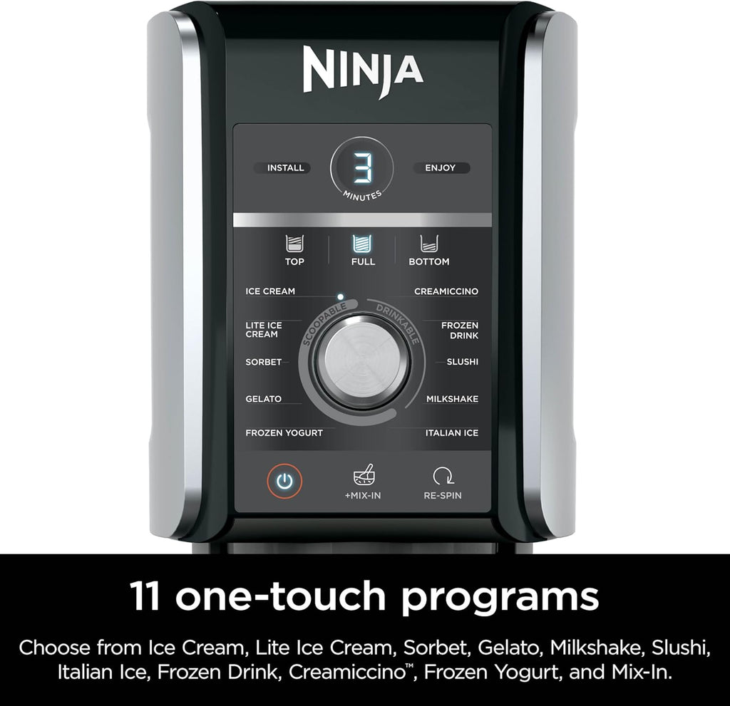 Ninja NC301 CREAMi Ice Cream Maker, for Gelato, Mix-ins, Milkshakes, Sorbet, Smoothie Bowls & More, 7 One-Touch Programs, with (2) Pint Containers & Lids, Compact Size, Perfect for Kids, Silver wourant