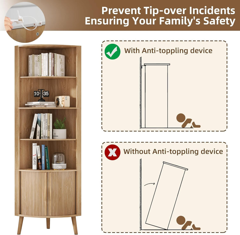 Corner Cabinet, 66.73'' Tall Modern Corner Bathroom Storage Cabinet wourant