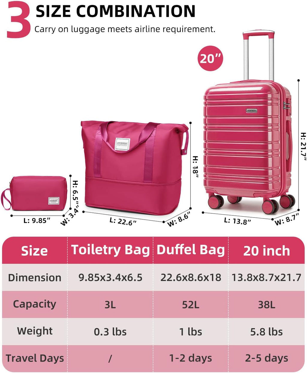 6-piece luggage set, expandable hardshell suitcase set with spinner wheels, lightweight rolling luggage set wourant