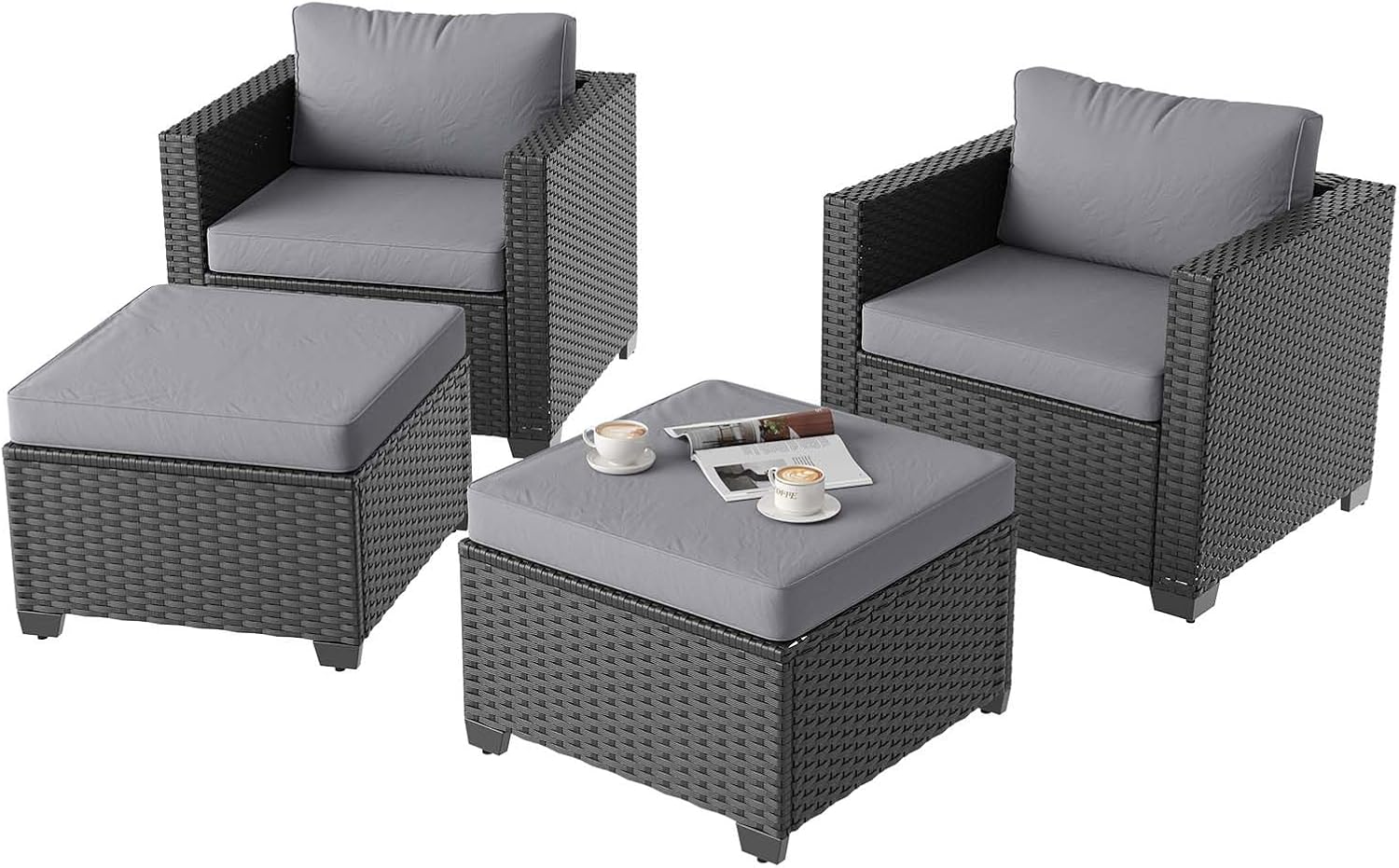 Aoxun 8 Piece Outdoor Patio Furniture Set 7 Seats, Outdoor Sectional with Thick Waterproof Cushions & Storage Coffee Table, Patio Conversation Sets for Garden,Backyard, Porch, Balcony, Deck, Beige woonhhop