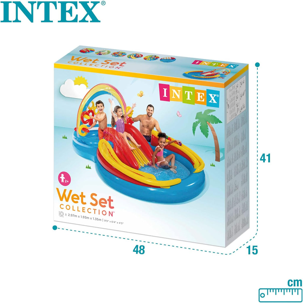 Intex 96" x 78" x 28" Inflatable Jungle Adventure Play Center Spray Kiddie Pool - Backyard Kids Water Slide, Outdoor Blow-Up Splash Pad for Toddlers wourant