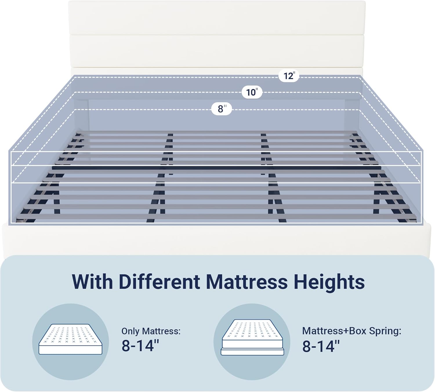 Allewie Queen Size Platform Bed Frame Fabric Upholstered Headboard Wooden Slats Support wourant