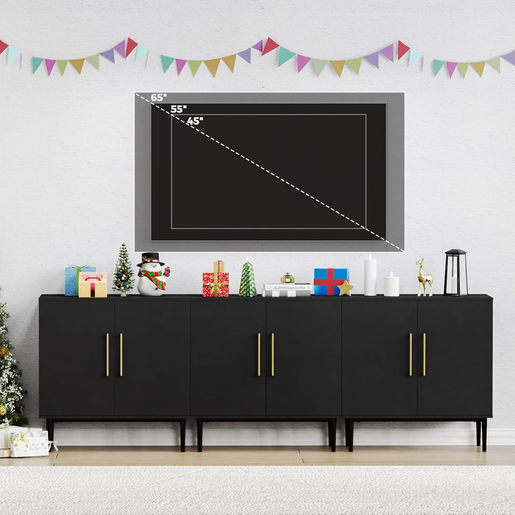 Free Standing Cabinet Black Wood for Living Room, Bedroom, Dining Room, Hallway, Entryway wourant