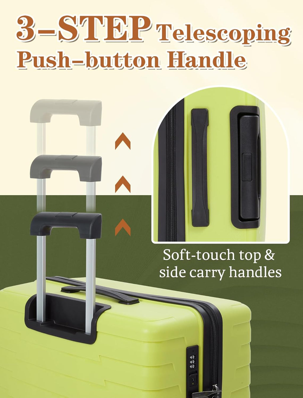 5-piece luggage set with wheels, ABS hardshell suitcase with spinner wheels wourant