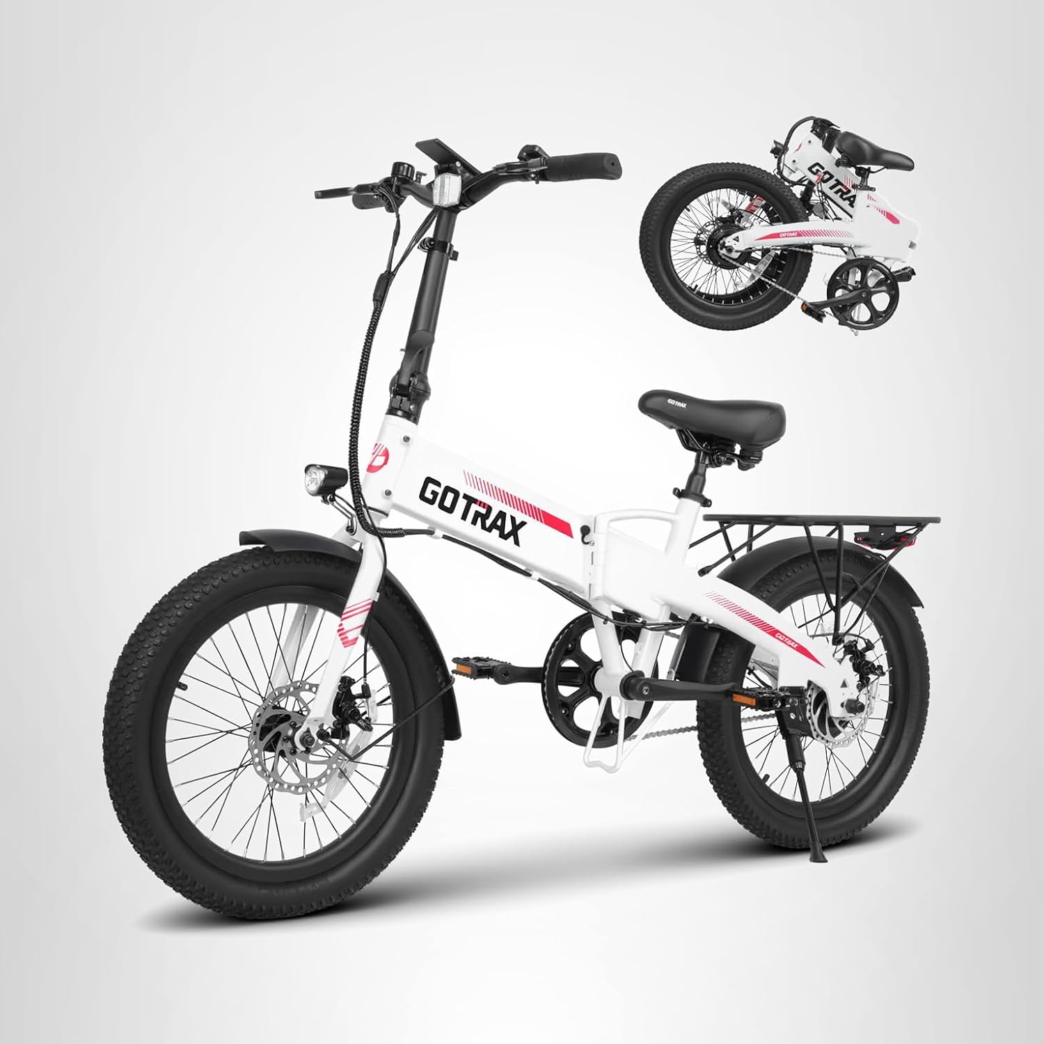 Gotrax 20" Folding Electric Bike with 40 Miles by 48V Battery 20Mph Power by Peak 500W wourant
