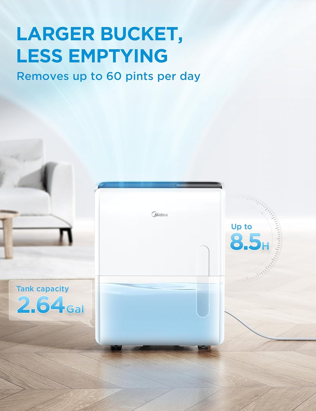 Midea 4,500 Sq. Ft. Dehumidifier With Pump Included, Energy Star Certified, 50 Pint - Ideal For Basements, Large & Medium Sized Rooms, And Bathrooms (White) wourant