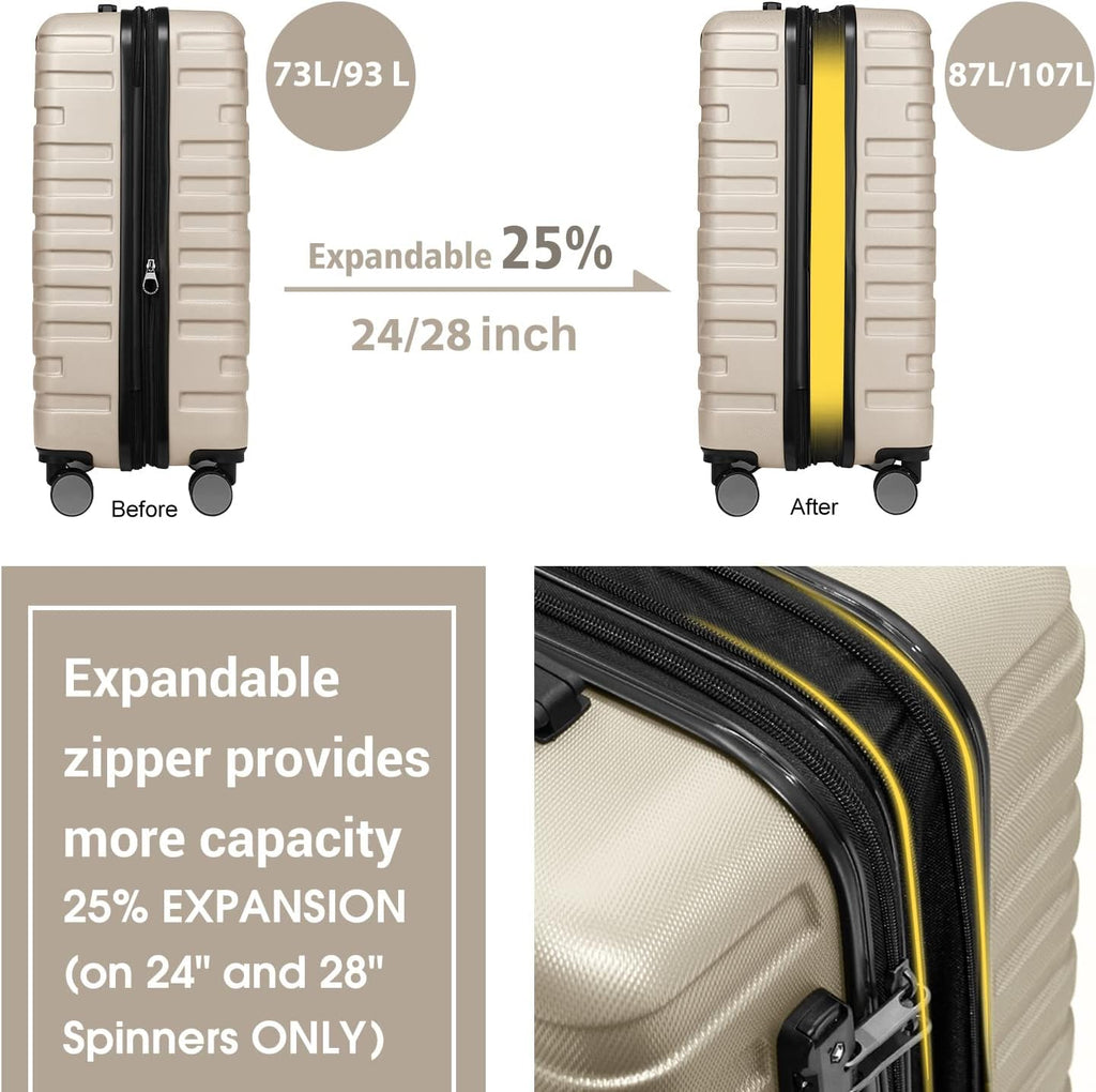 Luggage 6-piece hardshell expandable suitcase lightweight travel carry-on luggage set wourant
