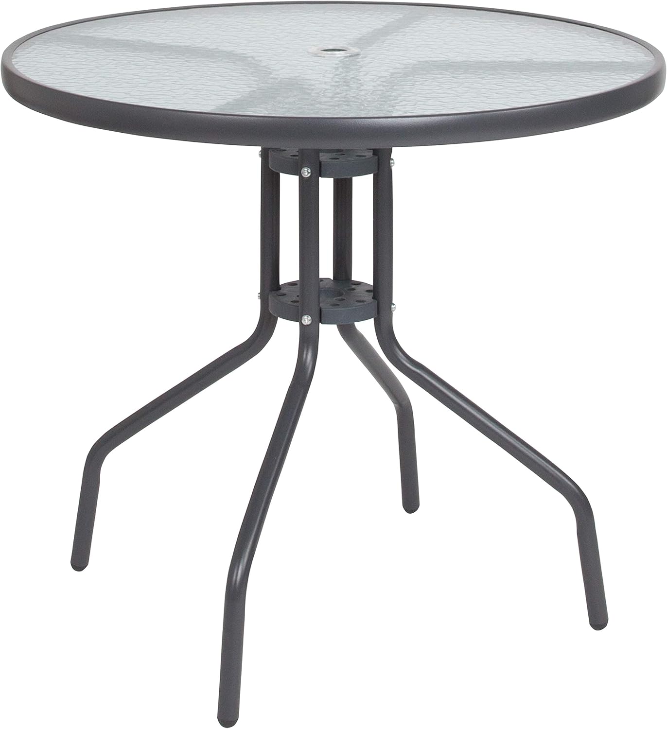 EMMA + OLIVER 6 Piece Brown Patio Garden Set with Umbrella Table and Set of 4 Folding Chairs wourant
