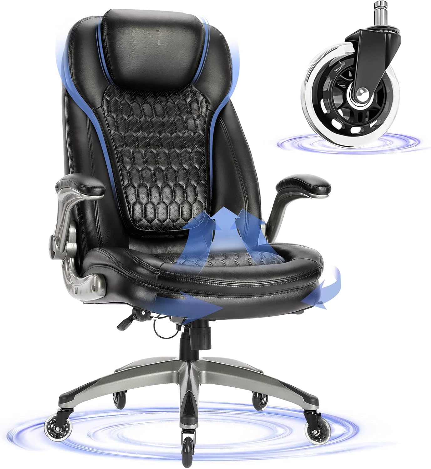 Executive Office Chair Computer Desk Chair Swivel Home Office Chair Upgraded Casters wourant