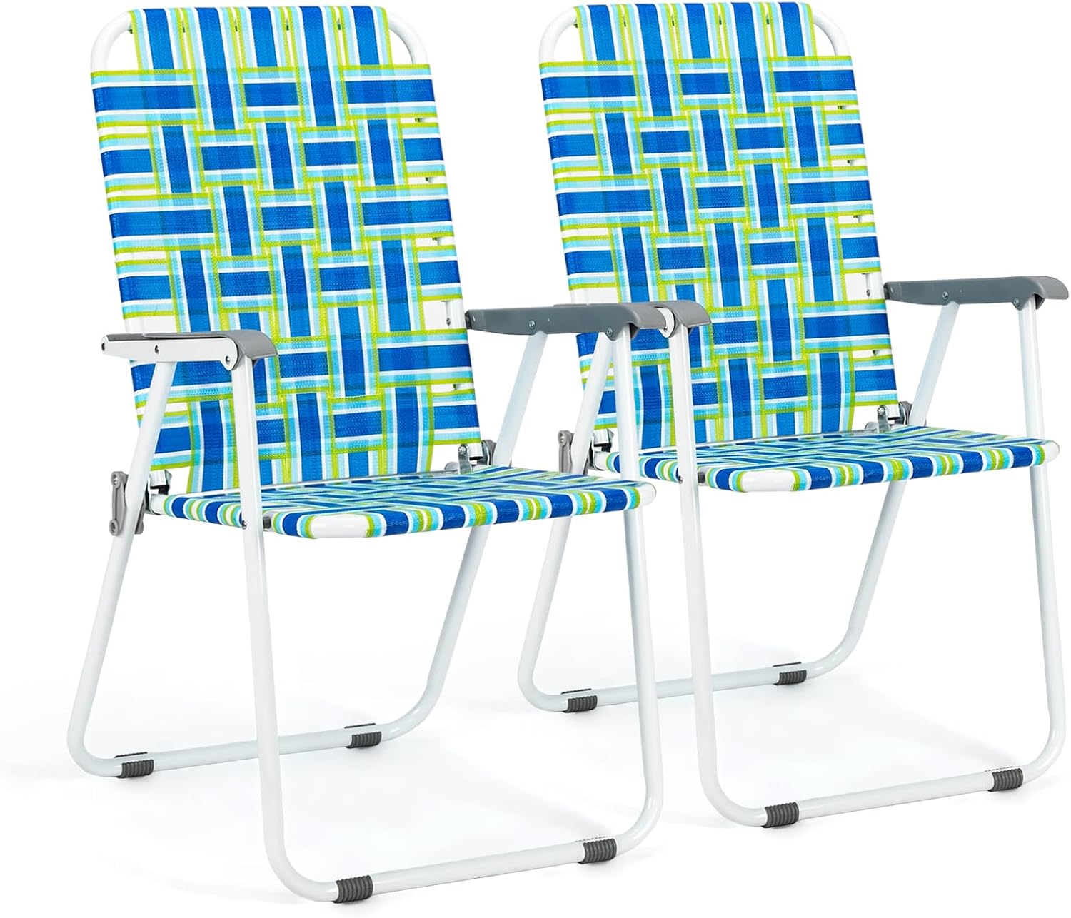 VINGLI Patio Lawn Webbed Folding Chairs Set of 2, Outdoor Beach Portable Lawn Chair Camping Chair Beach Chair wourant