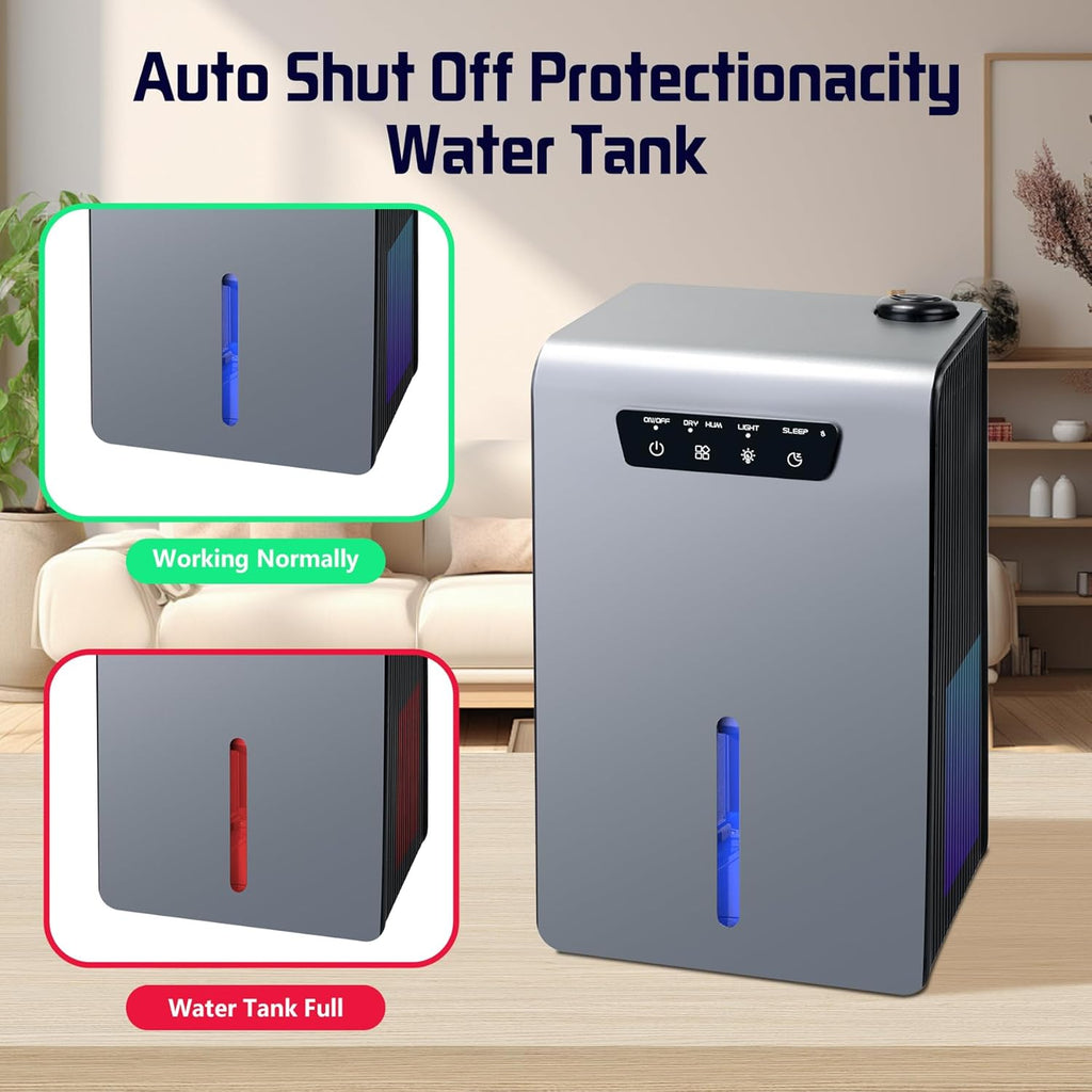 Dehumidifier,2 in 1 Humidifier Dehumidifier Combo,102 OZ Water Tank Dehumidifiers for Home Bedroom,Basement Bathroom,Auto Shut Off,Sleep Mode,7 Colors LED Light wourant