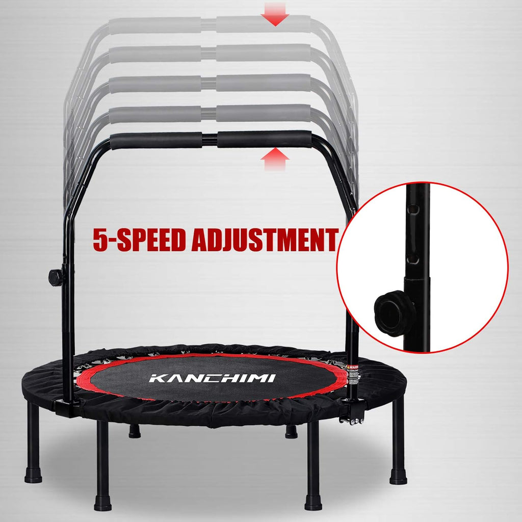 Kanchimi 40" 48" Folding Mini Fitness Indoor Exercise Workout Rebounder Trampoline with Handle, Max Load 330lbs wourant
