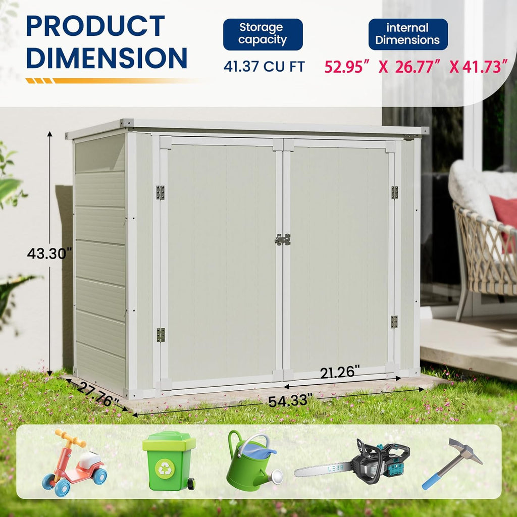 Amopatio 41 Cu Ft Horizontal Outdoor Storage Shed Resin Trash Can Storage Resin Shed wourant