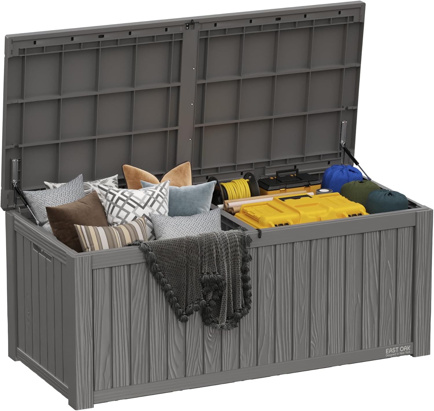 EAST OAK Outdoor Storage Box, 60 Gallon Deck Box Indoor and Outdoor Use, Waterproof Resin Storage Bin wourant