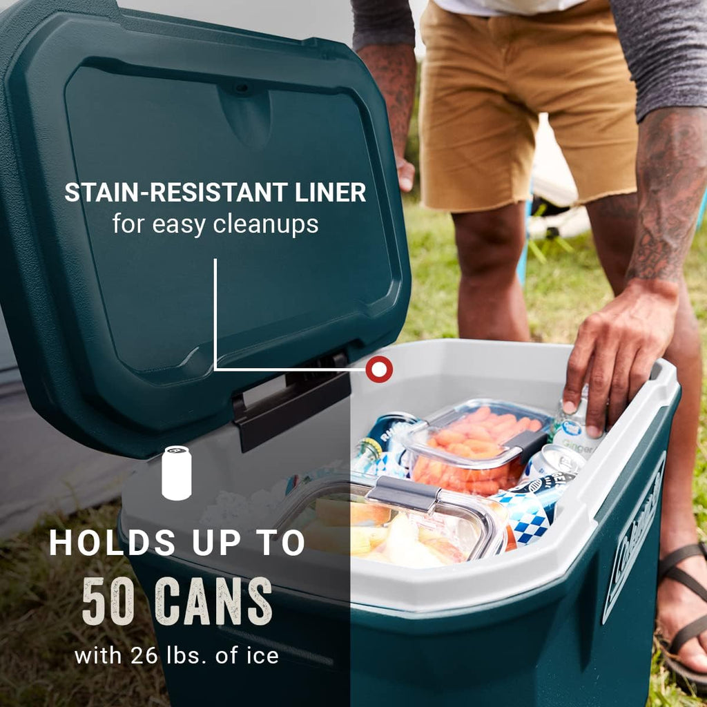 Coleman Classic Series Insulated Portable Wheeled Cooler, Leak-Resistant Outdoor Hard Cooler Keeps Ice up to 5 Days, 100-Quart wourant