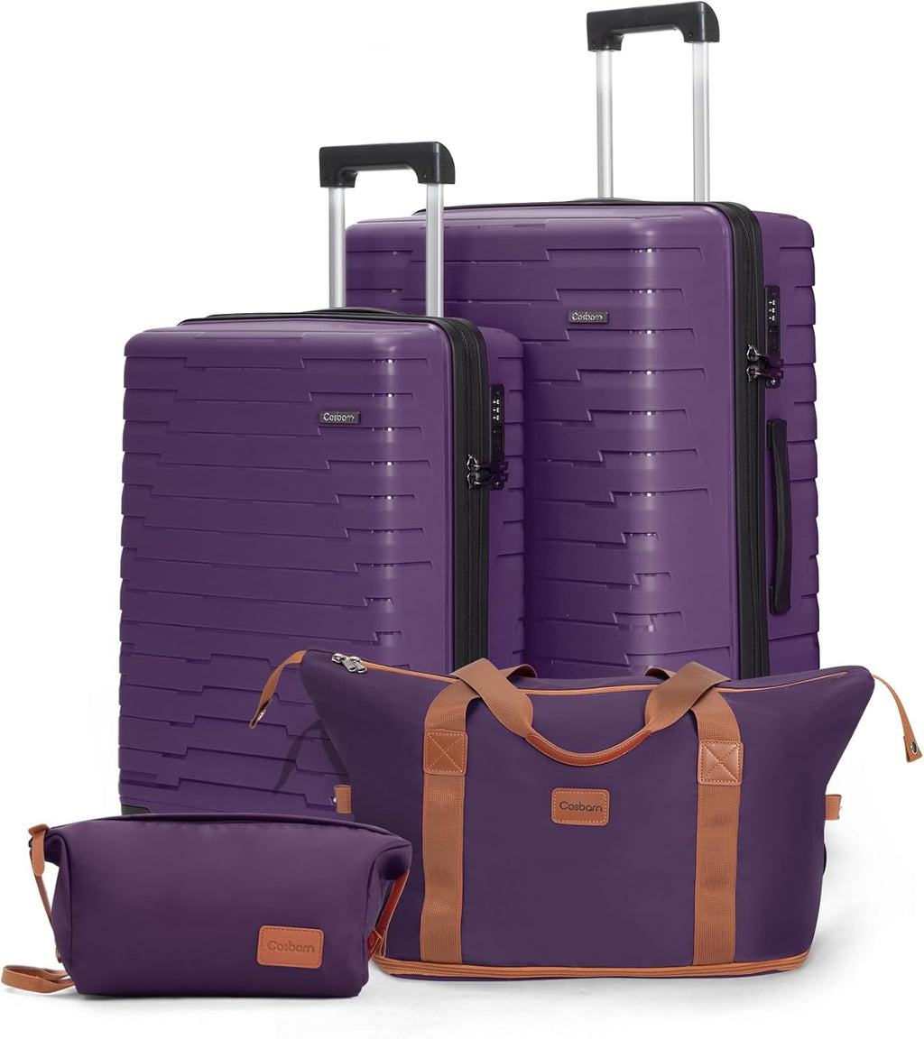 5-piece luggage set with wheels, ABS hardshell suitcase with spinner wheels wourant