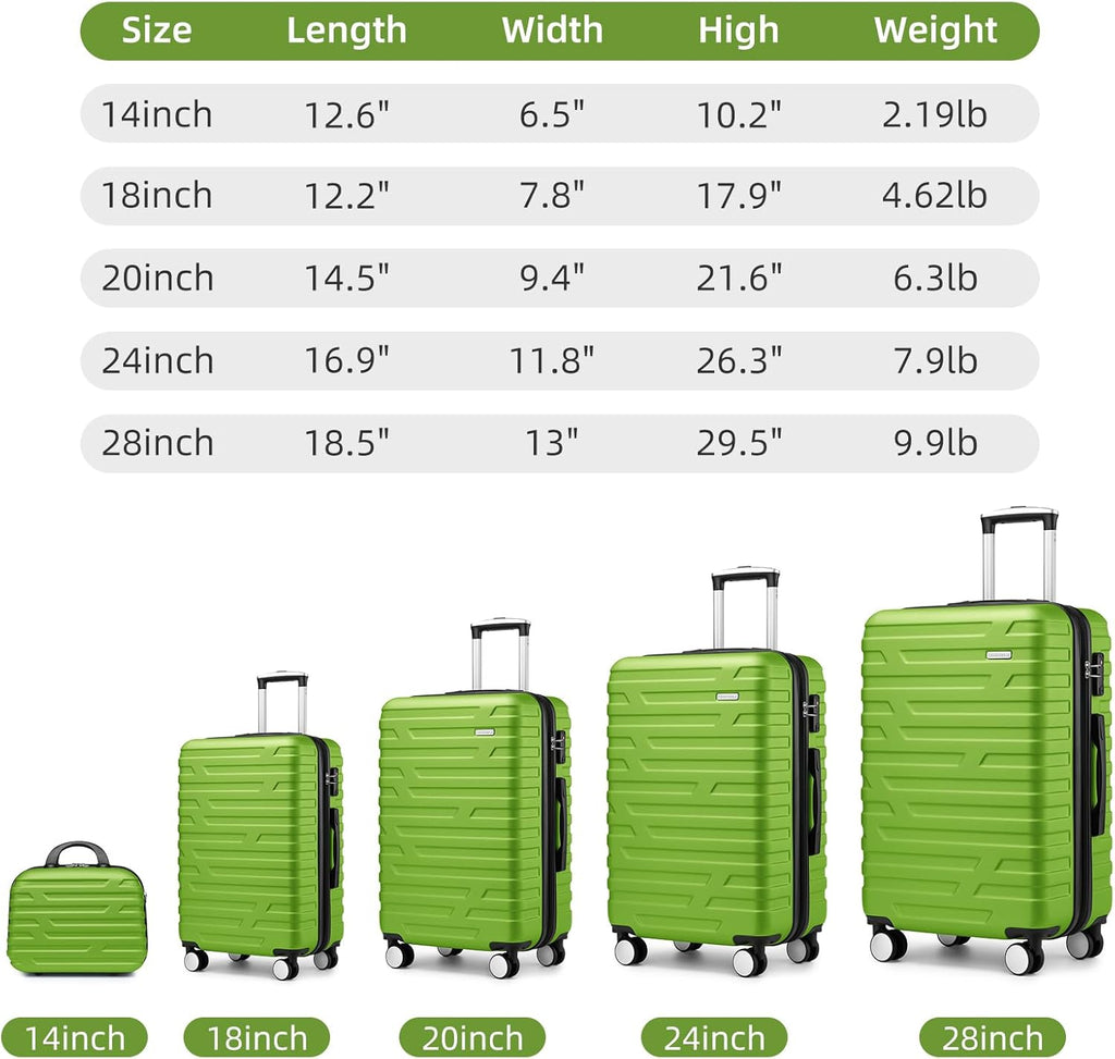 Luggage 6-piece hardshell expandable suitcase lightweight travel carry-on luggage set wourant