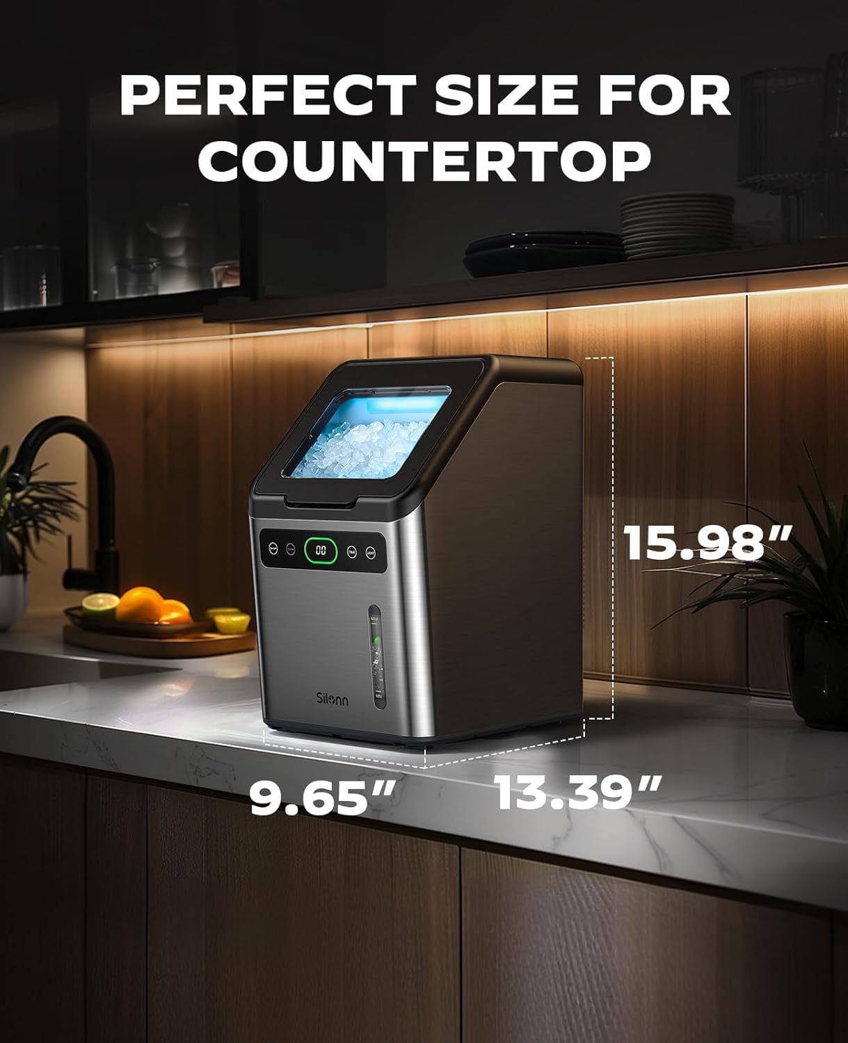 Nugget Ice Maker Countertop, Silonn Chewable Pellet Ice Machine with Self-Cleanin Function, 33lbs/24H Portable Ice Makers for Home Kitchen Officce, Black wourant