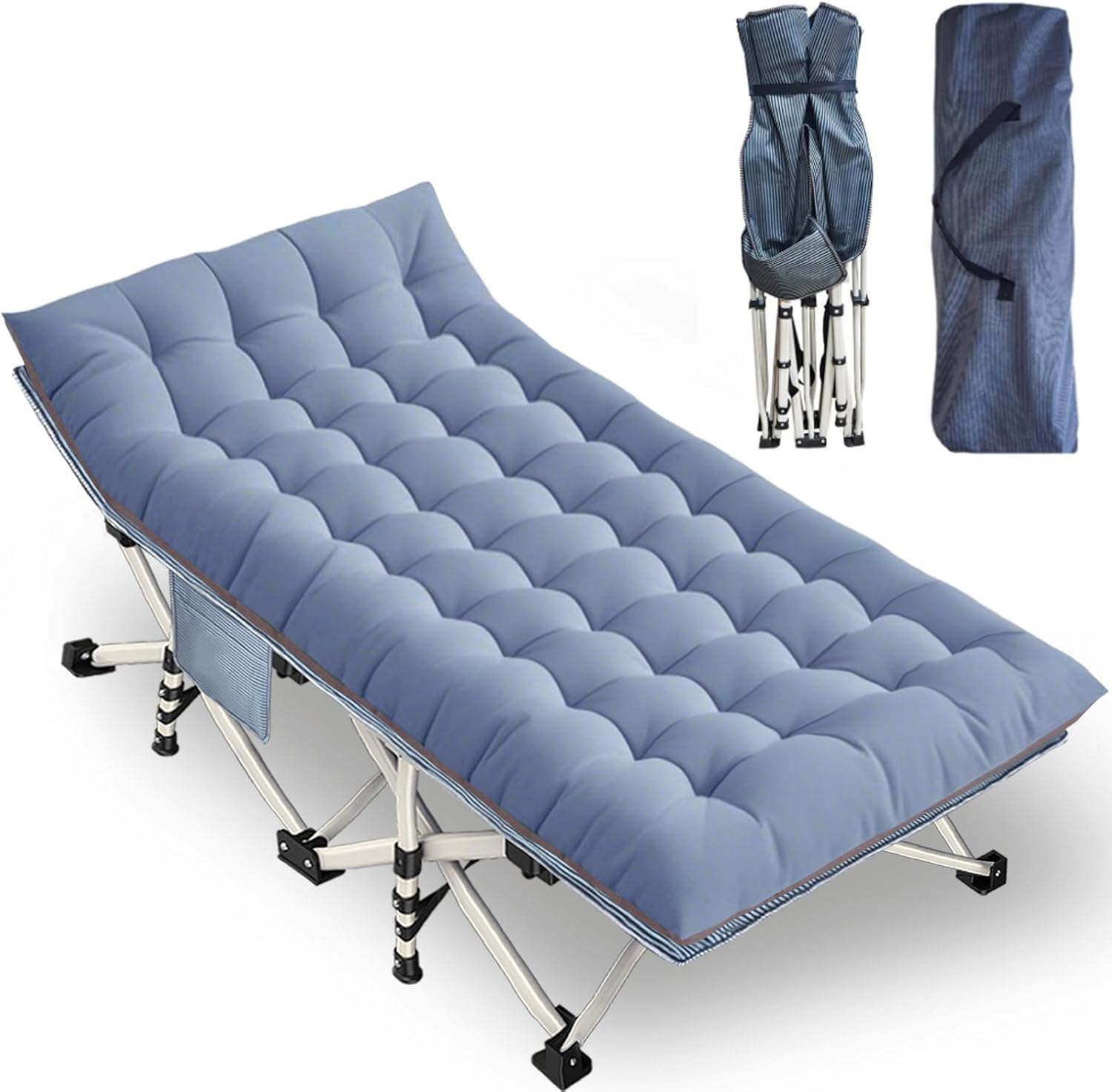 2 Pack Camping Cot with Mattress Comfortable Sleeping Cot Camping Cots for Adults 2 Person Folding Cot Heavy Duty Cots for Sleeping with Carry Bag Outdoor Indoor Home Vacation wourant