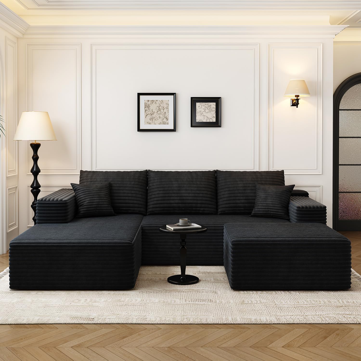 107.5" Cloud Modular Sectional Sofa Couch with L-Shape Chaise,Modern Minimalist Upholstered Couches wourant