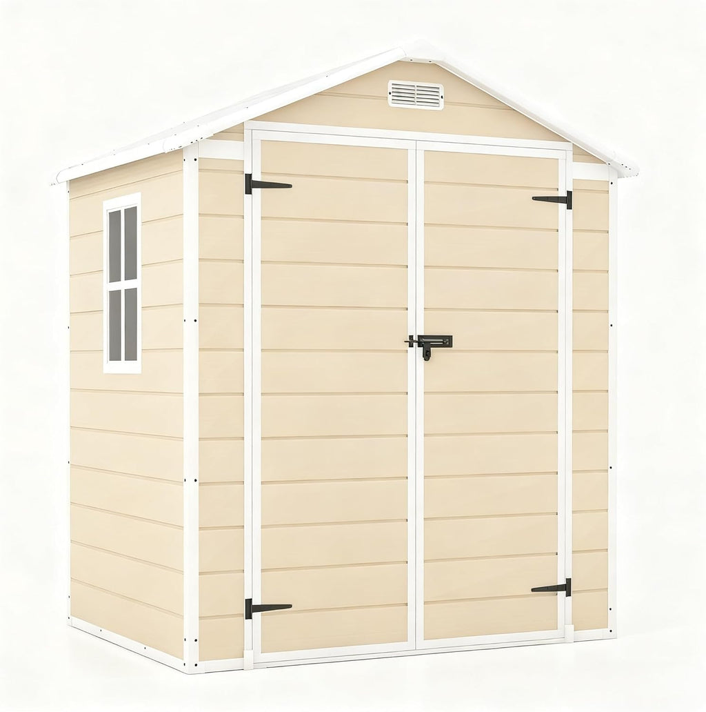 Patiowell 6x4 FT Plastic Outdoor Storage Shed with Floor, Resin Outdoor Storage Shed wourant