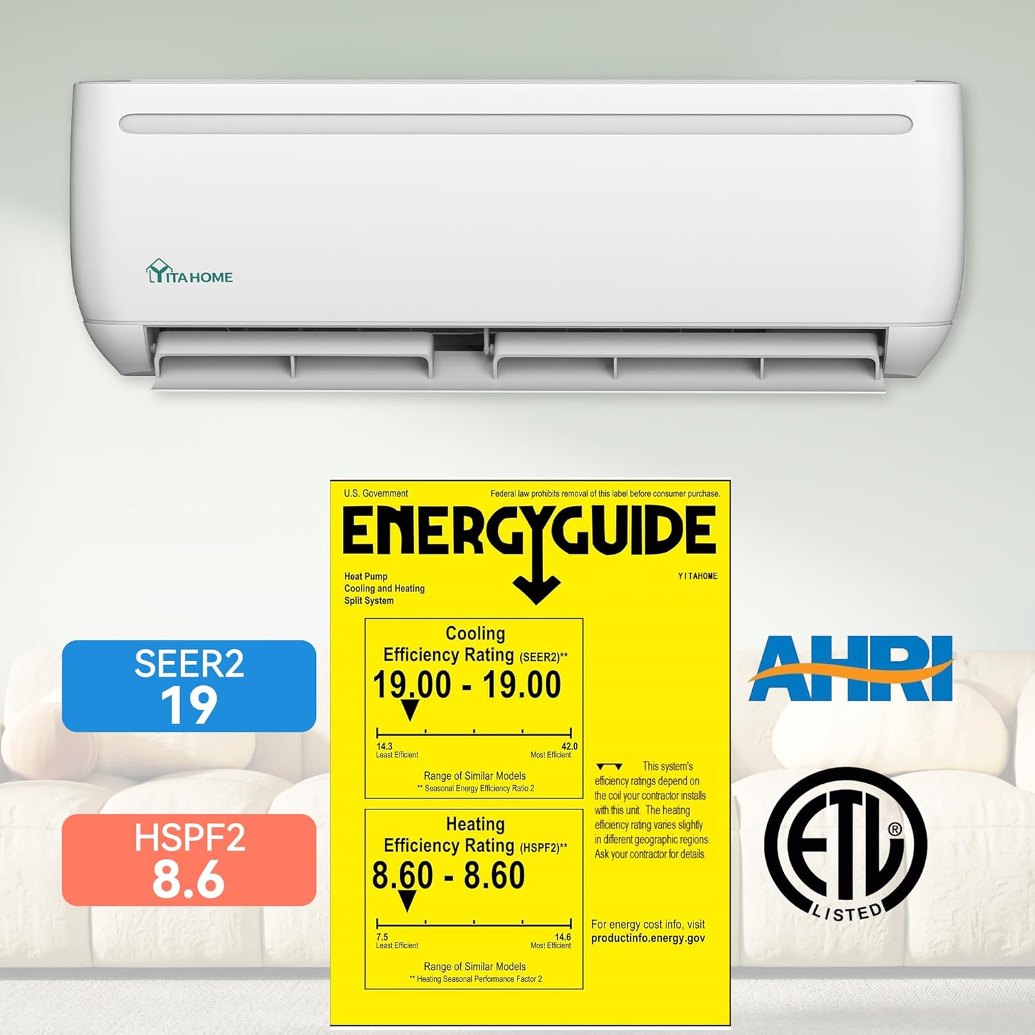12000 BTU Mini Split Air Conditioner Heat Pump System, Wifi Enabled 20 SEER2 115V Inverter Ductless AC Cool Up to 750 Sq. Ft, Compatible with Alexa, Complete Installation Kit, White wourant