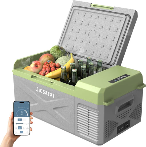 12V Car Refrigerator, 17 Quart Portable Freezer 12 Car Fridge (-4F~68F) Compressor Electric Cooler with 12/24V DC 110-240V AC, APP Control For Car Truck RV Camping, Travel Outdoor Home wourant